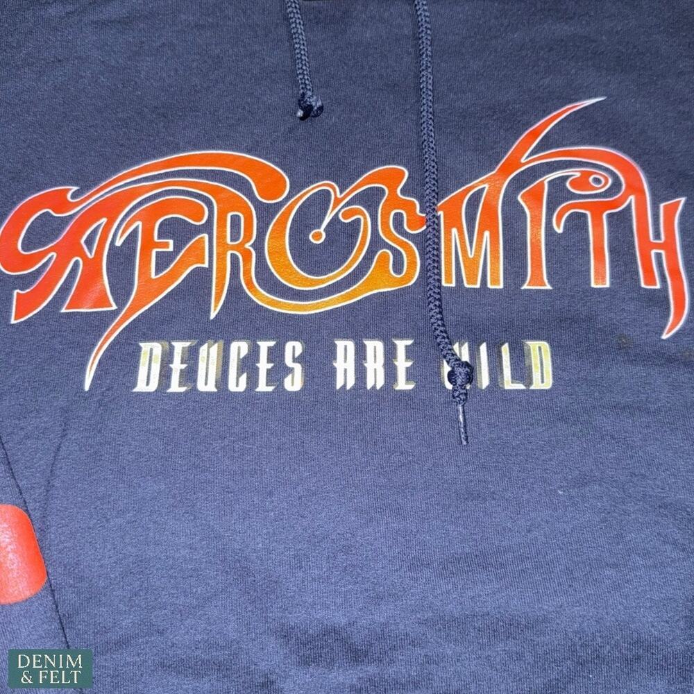 Aerosmith Deuces Are Wild Las Vegas Navy Graphic Pullover Hoodie Vintage Rock — image 5 of 8